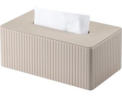 Cosmetische Tissue Box van PU Leer, Decoratieve Dispenser voor Woonkamer, Badkamer en Kantoor, Rechte Vorm en Beige Kleur