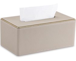 Cosmetische Tissue Dispenser van Leer voor Kantoor, Thuis, Auto en Badkamer - Beige Tissue Box met Stijlvolle Afwerking