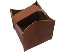 Cosmetische weefseldoos voor eetkamer, badkamer en slaapkamer - Hervulbaar, vierkant, bruin, 13 x 13 x 13 cm, met verdikt leermateriaal en stijlvol design