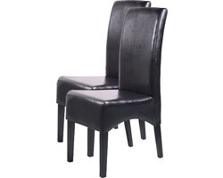 Cosmo Casa - 2-Delige Eetkamerstoelenset Latina - Leren Stoelen met Donkere Poten - Zwart