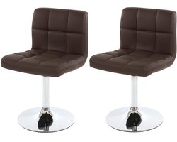 Cosmo Casa 2-delige set eetkamerstoelen- Draaistoelen- Stoelen Kavala kunstleer chroom - Bruin