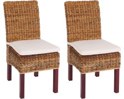 Cosmo Casa - 2-Zits Eetkamerstoel Bali - Rieten Stoel - Bananenvezel - Licht - Met Kussen
