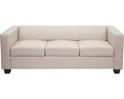 Cosmo Casa - 3-Zits Bank Lille - Lounge Sofa - Kunstleer - Crème