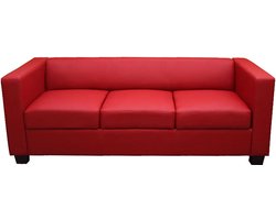 Cosmo Casa - 3-Zits Bank Lille - Lounge Sofa - Kunstleer - Rood