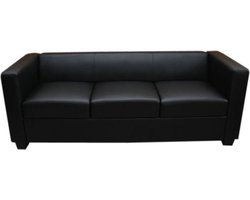 Cosmo Casa - 3-zitsbank - Lille Loungebank - Leer - Zwart