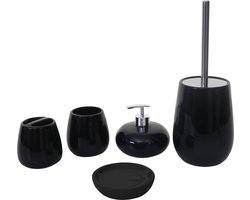 Cosmo Casa 5 Delige badset - Set badkamerset badaccessoires - Keramiek - Zwart