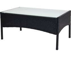 Cosmo Casa Allround Tuintafel - Polyrotan Weefsel, Stalen Frame en Glas Tafelblad