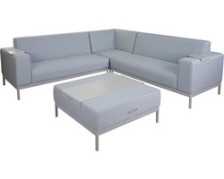 Cosmo Casa Aluminium Tuinset - Sofa - Buiten - Stof/Textiel - Blauw Met Plank - Zonder Kussen