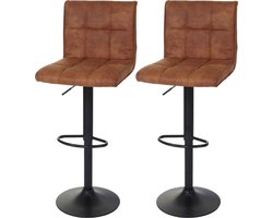 Cosmo Casa Barkrukken Set van 2 - Met Rugleuning - Verstelbaar en Ergonomisch - Polyester - Vintage - Lichtbruin