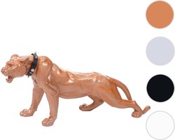 Cosmo Casa Deko Figur Luipaard 59cm - Polyresin Sculptuur Panther - Binnen - Buitenshuis - Antiek hoogglans met halsband