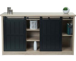 Cosmo Casa Dressoir met Schuifdeuren - Industriële Kast - Opbergruimte - Naturel
