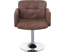 Cosmo Casa Eetkamerstoel - Draaistoel - Imitatiesuède - Chroom - Vintage Look - Bruin