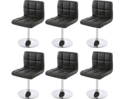 Cosmo Casa Eetkamerstoel Set van 6 - Stijlvolle Comfort - 8 cm Dik Kussen - Draaibaar - Duurzaam Kunstleer - Grijs