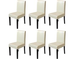 Cosmo Casa Eetkamerstoelen Set van 6 - Elegante Gestoffeerde Stoelen - Stijlvol Design - Creme - Comfortabele Zitgelegenheid