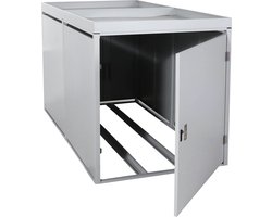 Cosmo Casa Fietsgarage voor 2 personen met plantenbak - Fietsenbox afsluitbaar verzinkt staal 125x113x208cm - lichtgrijs