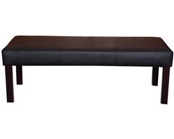 Cosmo Casa - Gestoffeerde Bank - Kunstleer - 120x43x49cm - Zwart met Donkere Poten