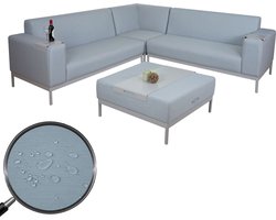 Cosmo Casa Hoekbank - Sofa Lounge - Sofa Bank - Stof/Textiel - Binnen - Waterafstotend - 245cm - Blauw - Met Plank