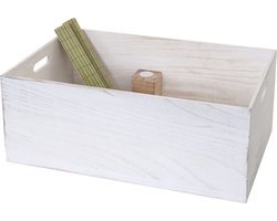 Cosmo Casa Houten kist - Decoratieve houten opbergkist - Shabby look vintage - 60x40x24cm - Wit shabby