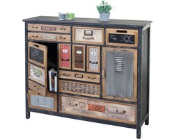 Cosmo Casa Kast - Ladenkast - Massief vurenhout - Vintage ontwerp - Shabby look - 100x110x32cm