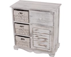 Cosmo Casa Kast met 3 manden - 63x60x30cm - Shabby - chic - Vintage - Wit