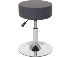 Cosmo Casa Kruk - Make-Up Kruk - In Hoogte Verstelbaar - Textiel - Ø 35cm - Grijs