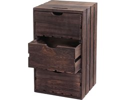 Cosmo Casa Ladenkast - Houten Ladenkast - Shabby - Look Vintage 3 Laden 53x32x26cm - Bruin