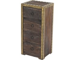 Cosmo Casa Ladenkast - Kast - 4 Laden - Shabby Look - Vintage Ontwerp - Bruin - 70x33x26cm