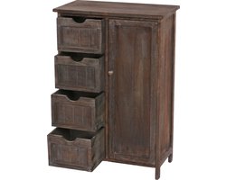 Cosmo Casa Ladenkast - Kast Ladencommode - Shabby - Look Vintage 82x55x30cm - Bruin