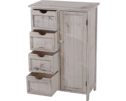 Cosmo Casa Ladenkast - Kast Ladencommode - Shabby - Look Vintage 82x55x30cm - Wit