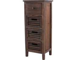 Cosmo Casa Ladenkast - ladekast kast - 4 laden - 74x30x25cm in Shabby - Look Vintage - Bruin