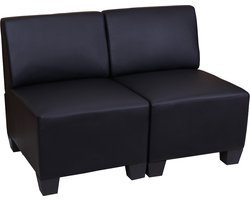 Cosmo Casa - Modulaire 2-Zits Sofa Bank Lyon - Kunstleer - Zwart - Zonder Armleuningen