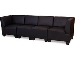 Cosmo Casa - Modulaire 4-Zits Sofa Bank Lyon - Kunstleer - Zwart - Hoge Armleuningen