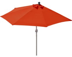 Cosmo Casa Parasol Half Rond Parla - Half Parasol - Balkonparasol - UV 50 - Polyester-Aluminium - Terracotta - Zonder Standaard - 3kg - 270cm