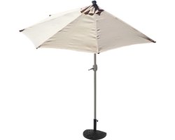 Cosmo Casa Parasol Half Rond Parla - Halve Parasol - Balkonparasol - UV 50+ - Polyester/Aluminium - Crème - Met Standaard - 3kg - 270cm
