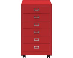Cosmo Casa - Rolcontainer - Archiefkast, Stalen Opslag - 75x40x41cm - 6 Laden - Rood