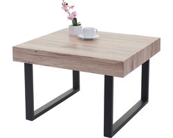 Cosmo Casa Salontafel Kos Bijzettafel Koffietafel - 42x60x60cm - Gecertificeerd - Eikenhoutlook - Donkere metalen poten