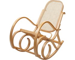 Cosmo Casa Schommelstoel - Schommelstoel - TV-Stoel - Massief Houten Rotan - Eiken Look