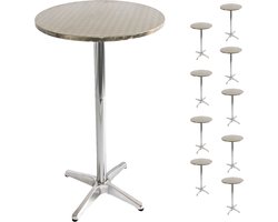 Cosmo Casa Set van 10 aluminium statafels - Bistrotafels - Hoogte verstelbaar 70/110 cm Ø=60 cm - Opvouwbaar - Voet met beton gegoten