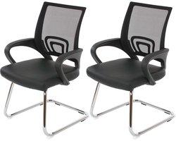 Cosmo Casa Set van 2 Ancona Vergaderstoelen - Bezoekersstoelen - Kunstleer - Zwart
