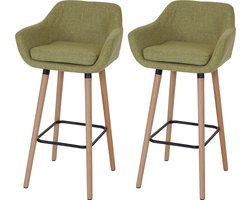 Cosmo Casa Set Van 2 Barkrukken - Barkruk - Counter Kruk - Textiel - Lichtgroen