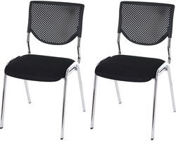 Cosmo Casa Set van 2 Bezoekersstoelen - Stapelbaar - Vergaderstoel - Stof/Textiel - Zwarte Zitting - Chromen Poten