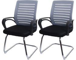 Cosmo Casa Set Van 2 Conferentiestoelen - Sledestoel Bezoekersstoel - 150kg Draagvermogen - Stof/Textiel - Grijs