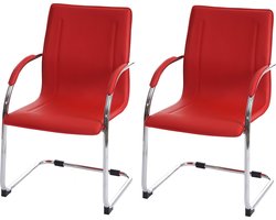 Cosmo Casa Set Van 2 Conferentiestoelen - Sledestoelen Voor Bezoekers - Rood