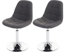 Cosmo Casa Set van 2 Eetkamerstoelen - Draaistoel - 360 Roteerbaar - Chroom - Grijs - Kunstleer