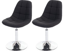 Cosmo Casa Set van 2 Eetkamerstoelen - Draaistoel - 360 Roteerbaar - Chroom - Grijs - Kunstleer