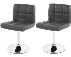 Cosmo Casa Set van 2 Eetkamerstoelen - Draaistoelen Stoelen - Kunstleer Chroom - grijs