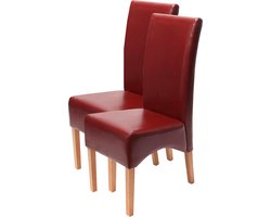 Cosmo Casa - Set van 2 Eetkamerstoelen - Keukenstoelen Latina - Leer - Rood - Lichte Poten