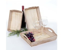 Cosmo Casa Set van 3 dienbladen Serveerblad - Houten dienblad - Ontbijtdienblad - Decoratief dienblad - Vintage uitstraling - Natuurlijk bruin