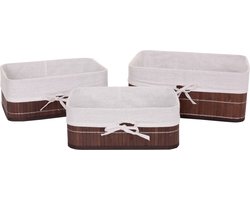 Cosmo Casa Set van 3 Opbergmanden - Mand Opbergdoos - Organisatiedoos - Sorteerdoos - Plankmand - Bruin - Bamboe