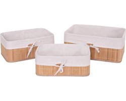 Cosmo Casa Set van 3 Opbergmanden - Mand Opbergdoos - Organisatiedoos - Sorteerdoos - Plankmand - Natuurlijke Kleur - Bamboe